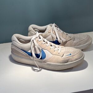 Nike White Sneakers with Blue Highlights